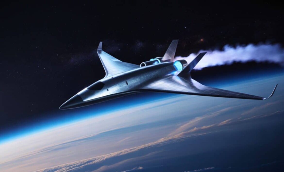 Spaceplane Arcing Over Earth At High Altitude