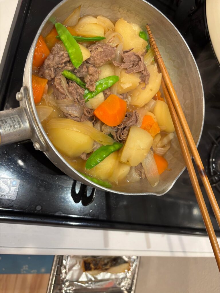 Made some nikujaga and some grilled sawara Made some nikujaga and some grilled sawara