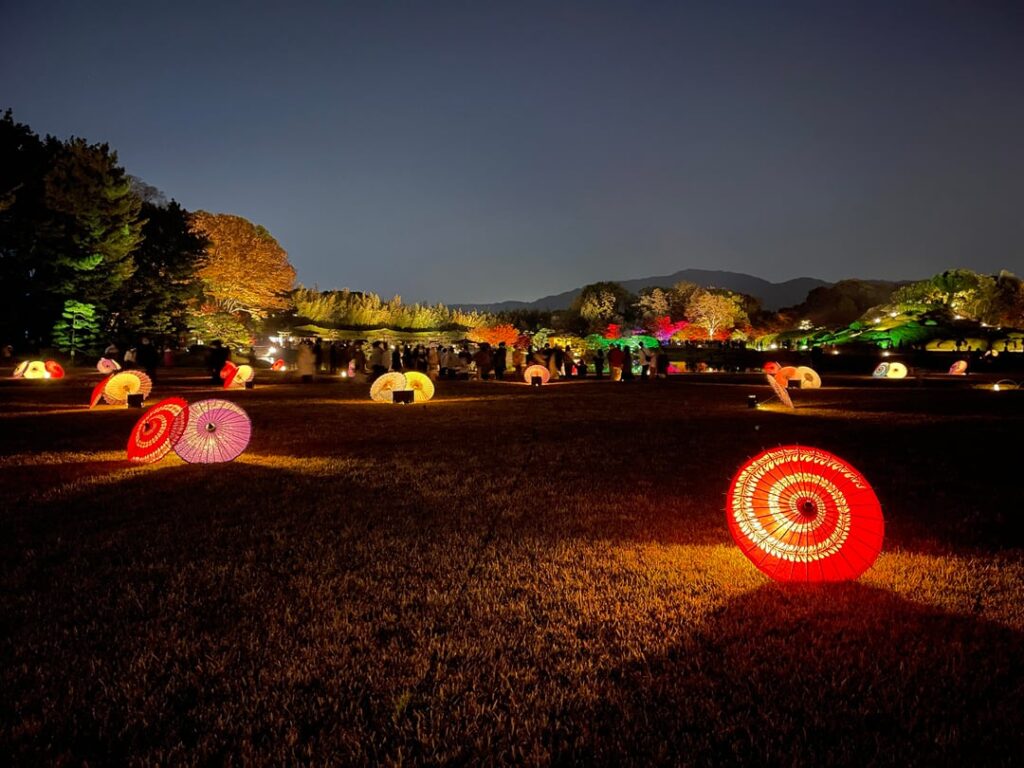 Evening light-up at Okayama’s Kōrakuen garden