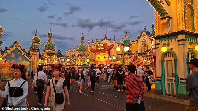 Travel experts have revealed that it could be cheaper to fly to Tokyo Disney in Japan than visit Disney World in Florida. The World Bazaar area at Tokyo Disneyland is pictured
