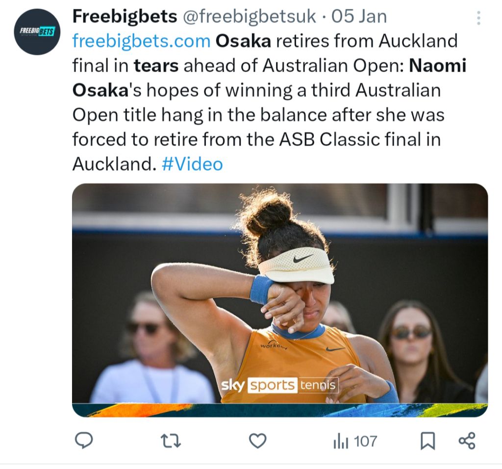Naomi Osaka in tears after mid-match retirement at the 2025 ASB Classic.