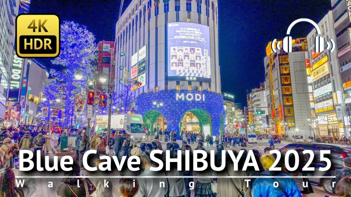 Tokyo Christmas Lights 2025: Blue Cave Shibuya [4K/HDR/Binaural]