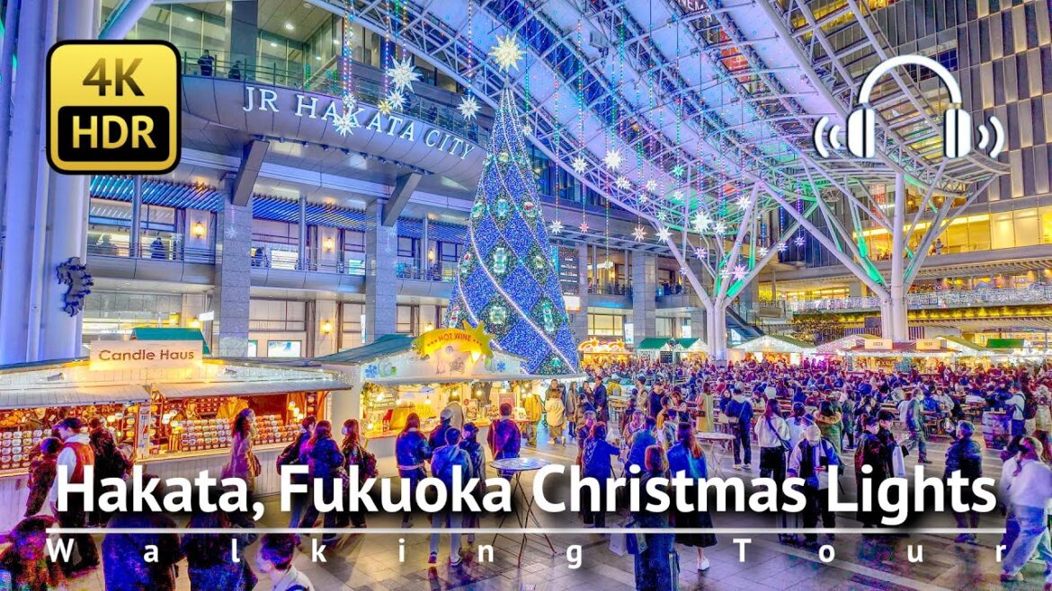 Hakata, Fukuoka Christmas Lights 2025: Canal City Hakata to JR Hakata Station [4K/HDR/Binaural]