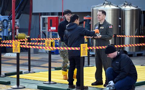 Joint US-Japan drill simulates radiation exposure aboard Navy aircraft carrier Joint US-Japan drill simulates radiation exposure aboard Navy aircraft carrier
