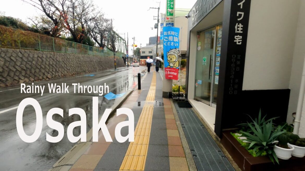 Rainy Walk Through Osaka Suburbs 🌧️ | Relaxing Japan Walking Tour
