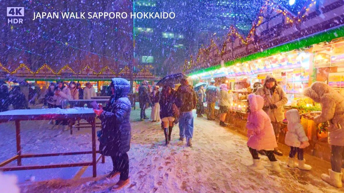 4k Japan walk Snowy Sapporo Hokkaido北海道札幌駅からすすきのへ歩く