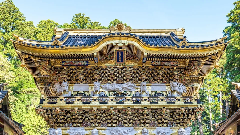 Yomeimon gate of Nikko Tosho gu shrine in Nikko, Tochigi Prefecture, Japan. Translation: "Tosho Dai Gongen", the Emperor Go Mizunoo