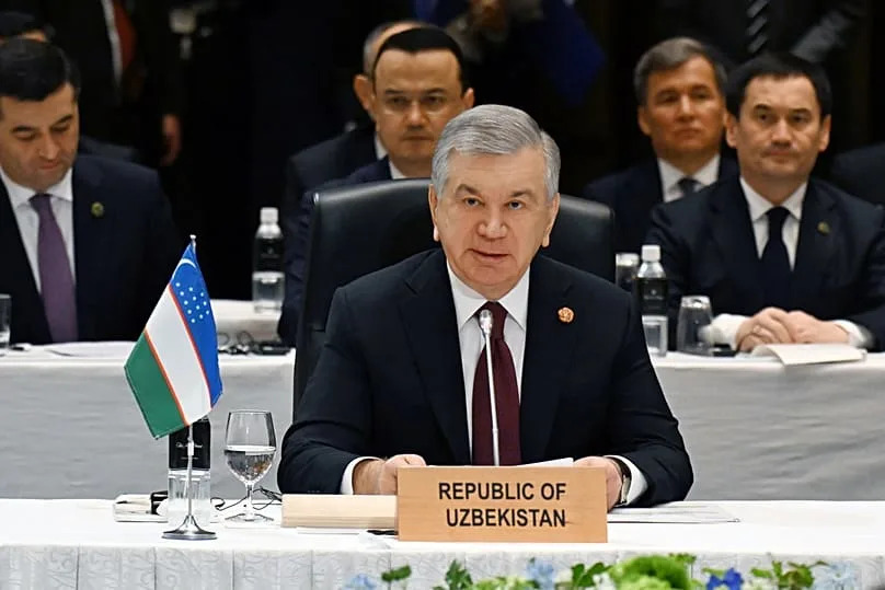 President of Uzbekistan speaks during the Central Asia-Japan summit in Tokyo