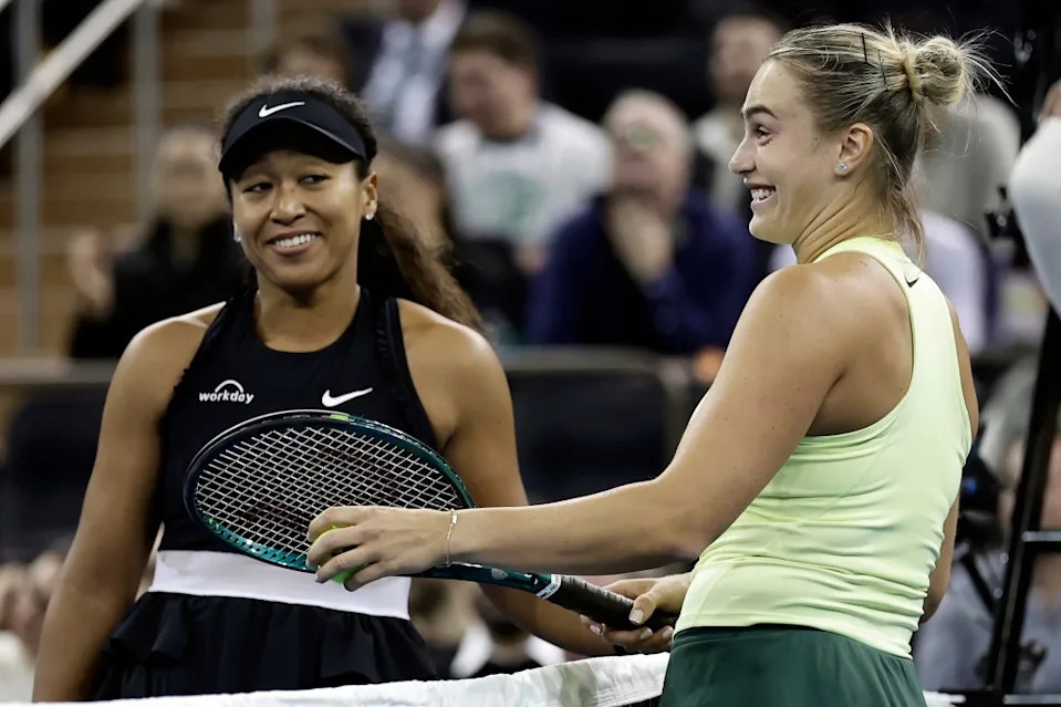 Aryna Sabalenka with Naomi Osaka during the Garden Cup at Madison Square Garden. Getty Images