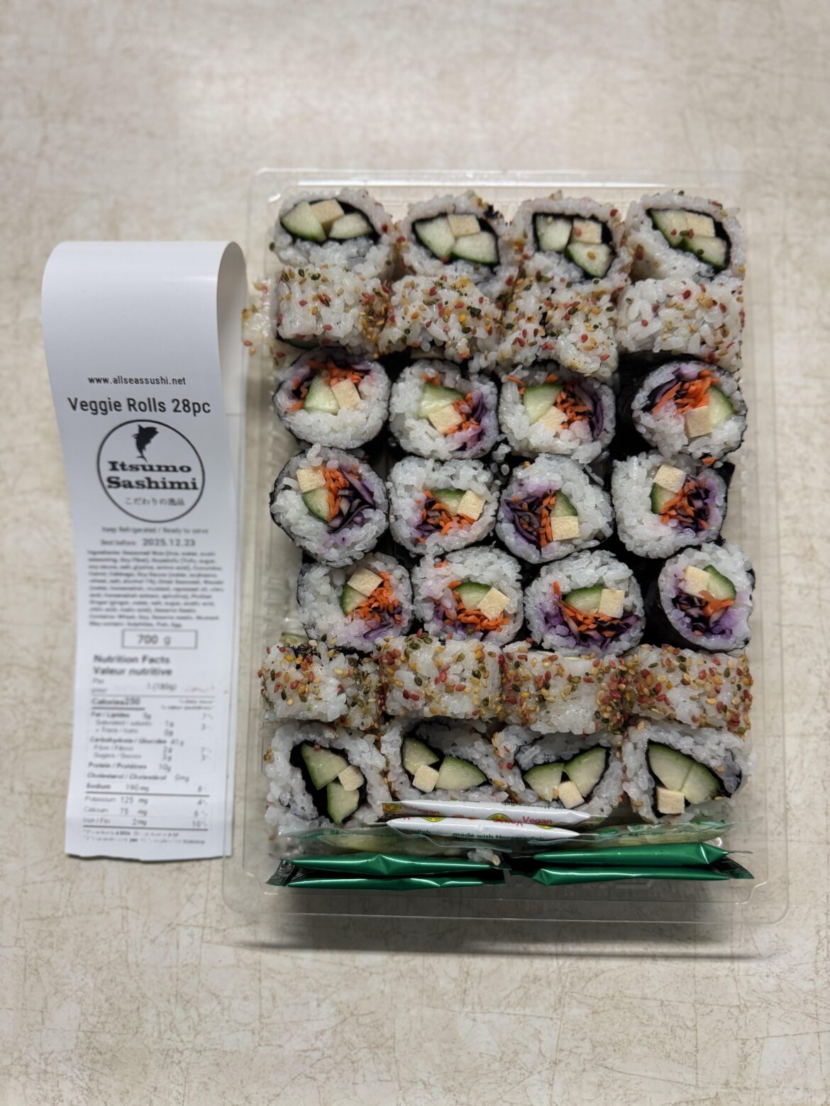 Veg rolls from All Seas Sushi in Toronto