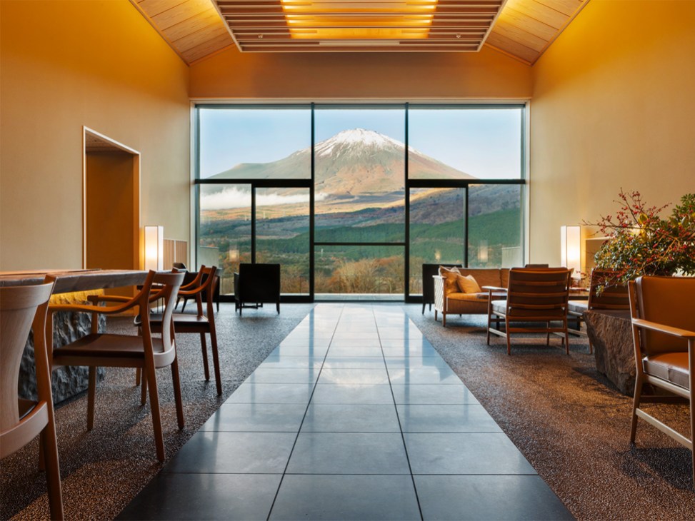 View of Mount Fuji from the reception area