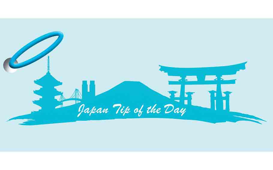 Japan Tip of the Day main illustration. Illustrations of a torii gate, a bridge, and so on are used.
