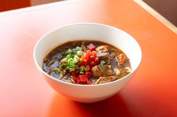 Several local restaurants will be serving creative Japanese Curry dishes during December. This is the Japanese Curry Udon Noodles from Little Fatty in Los Angeles. (Photo courtesy All Japan Curry Manufacturers Association)