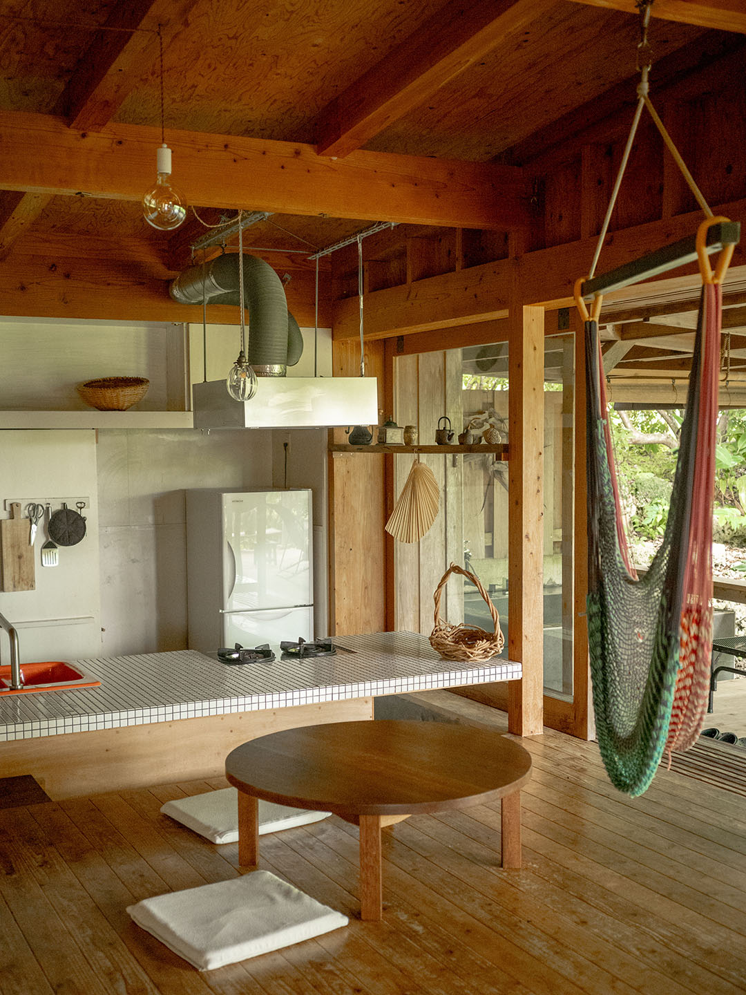 hammock above sunken kitchen