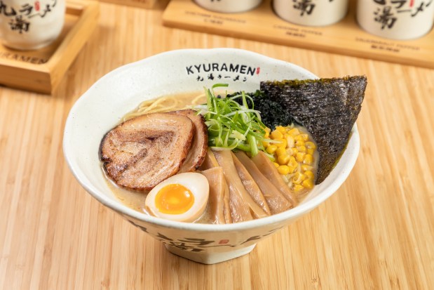 The Tokyo tonkotsu shoyu ramen from Kyuramen. This dish is the chain's best-selling bowl of ramen. (Kyuramen)