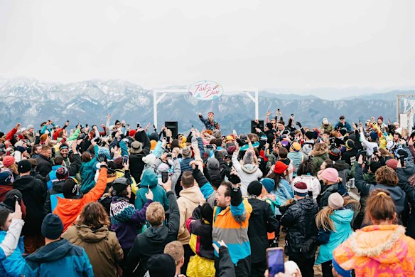 Crowds at Snow Machine Hakuba Valley music festival… Hakuba is gaining a reputation as a “Bali on the snow”.