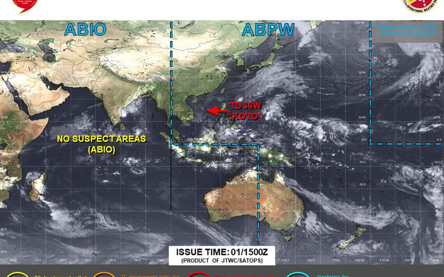 U.S. bases on Okinawa enter TCCOR All Clear, bases in Japan and Korea seasonal TCCOR 5, signaling end of northwest Pacific typhoon season.