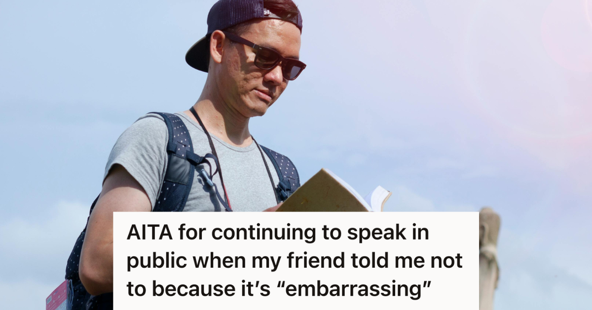 American Tourist Was Used To Speaking Loudly In Public, But His Friend Told Him He Was Disrespecting Japanese Culture, Even Though Plenty Of Other People Were Talking american tourist wearing hat and sunglasses
