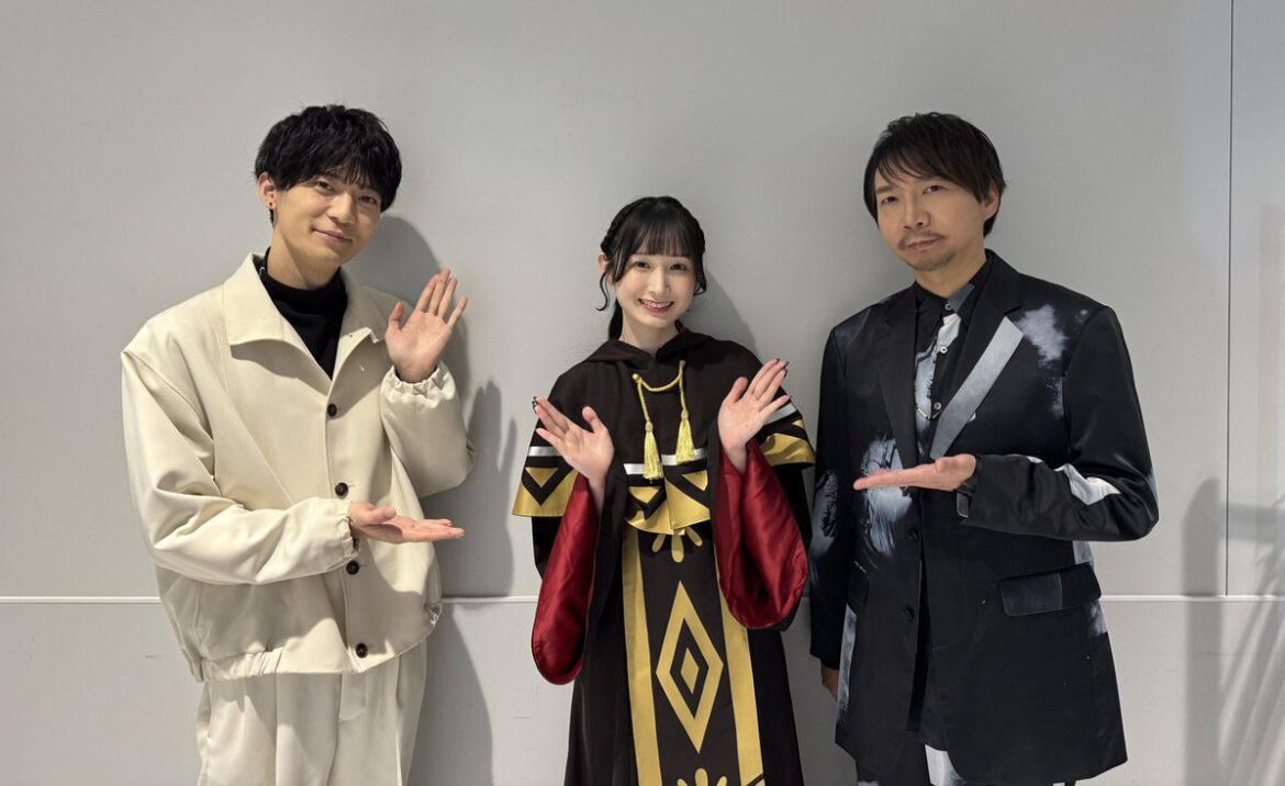 Aizawa Saya, Sakata Shougo and Suwabe Junichi at the Silent Witch BD/DVD release event