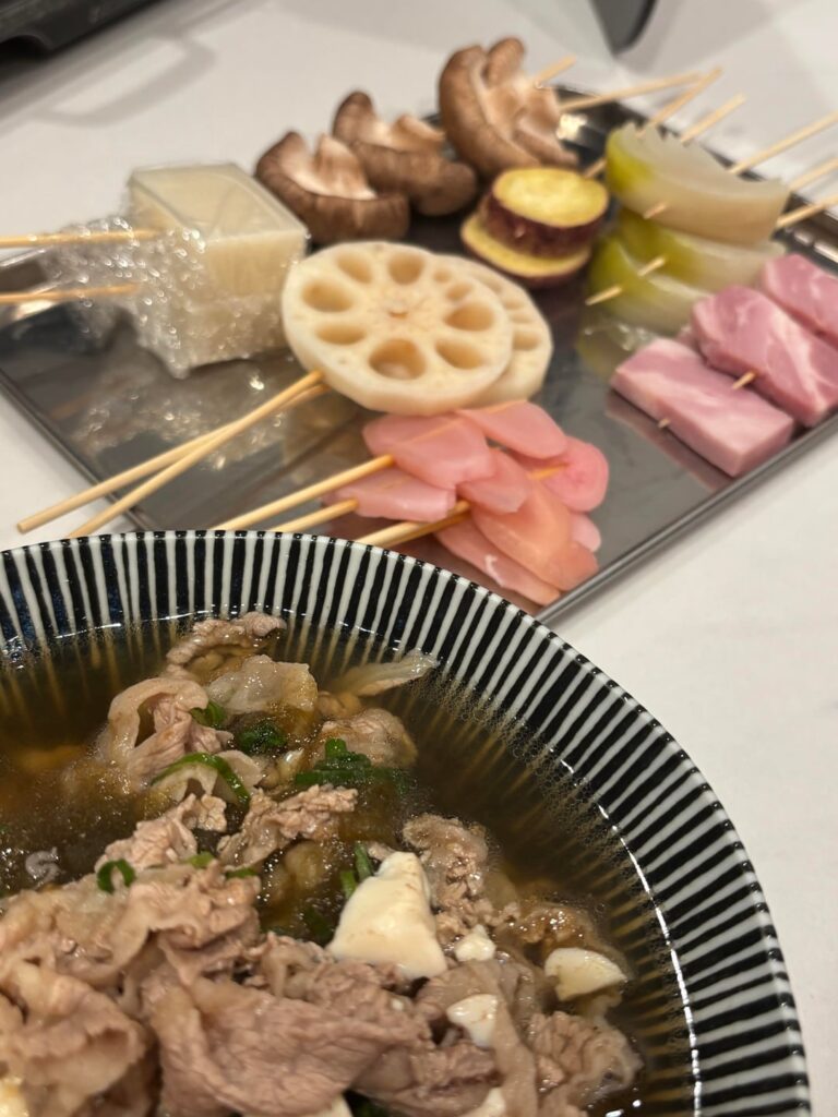 I figured I’d do a Tanakan riff on dinner tonight with some nikusui and deep fried things on sticks