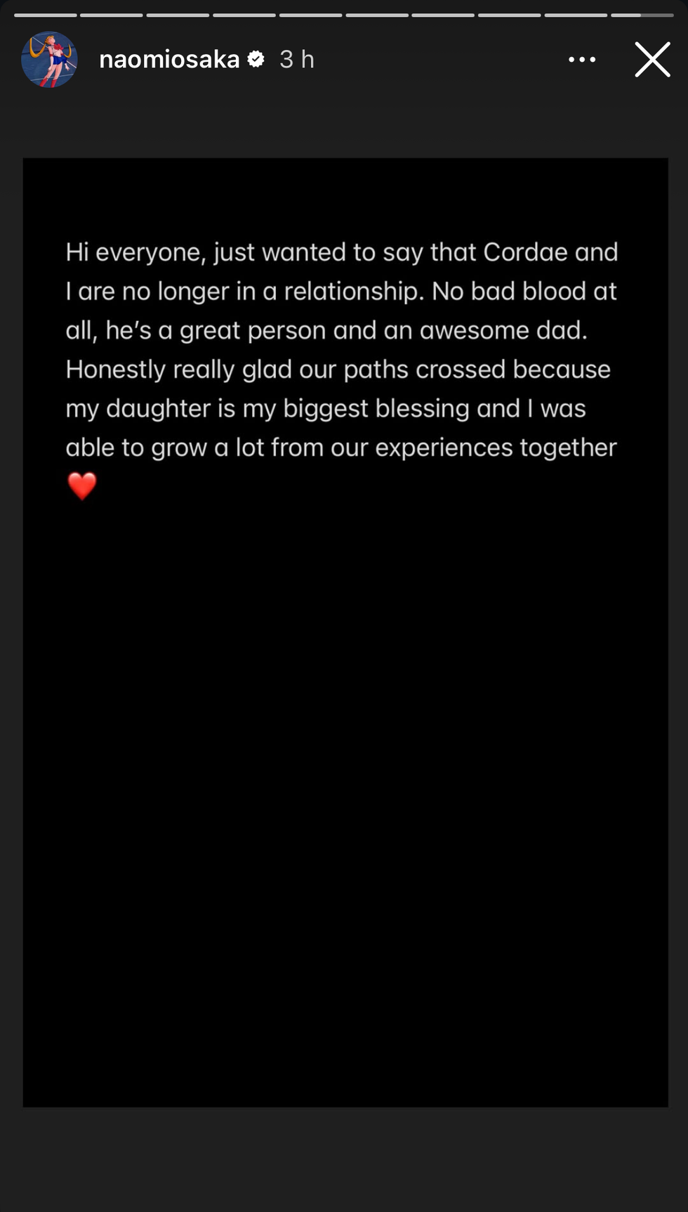 naomi osaka's breakup post