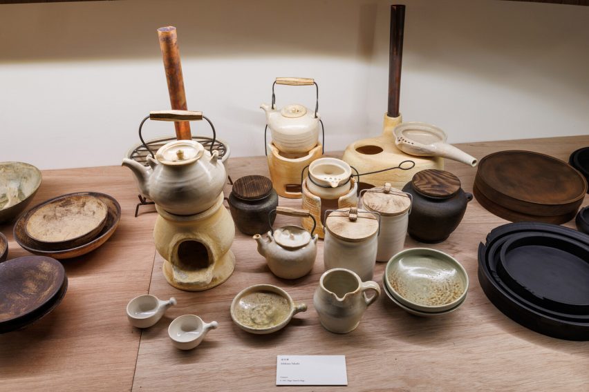 Close-up of ceramics at Japan House London