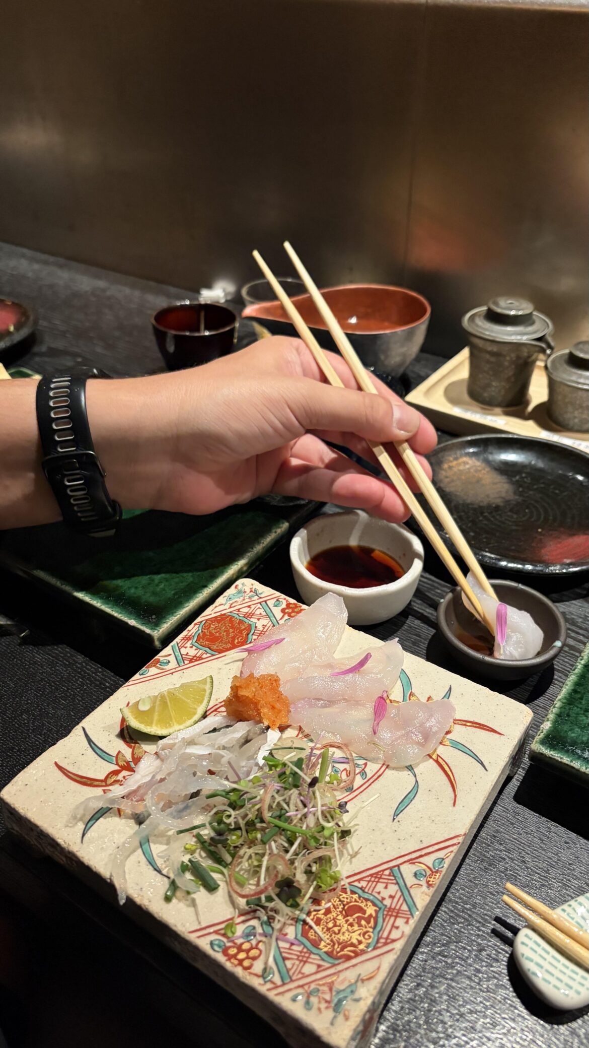 Torafugu (tiger pufferfish) sashimi in Osaka