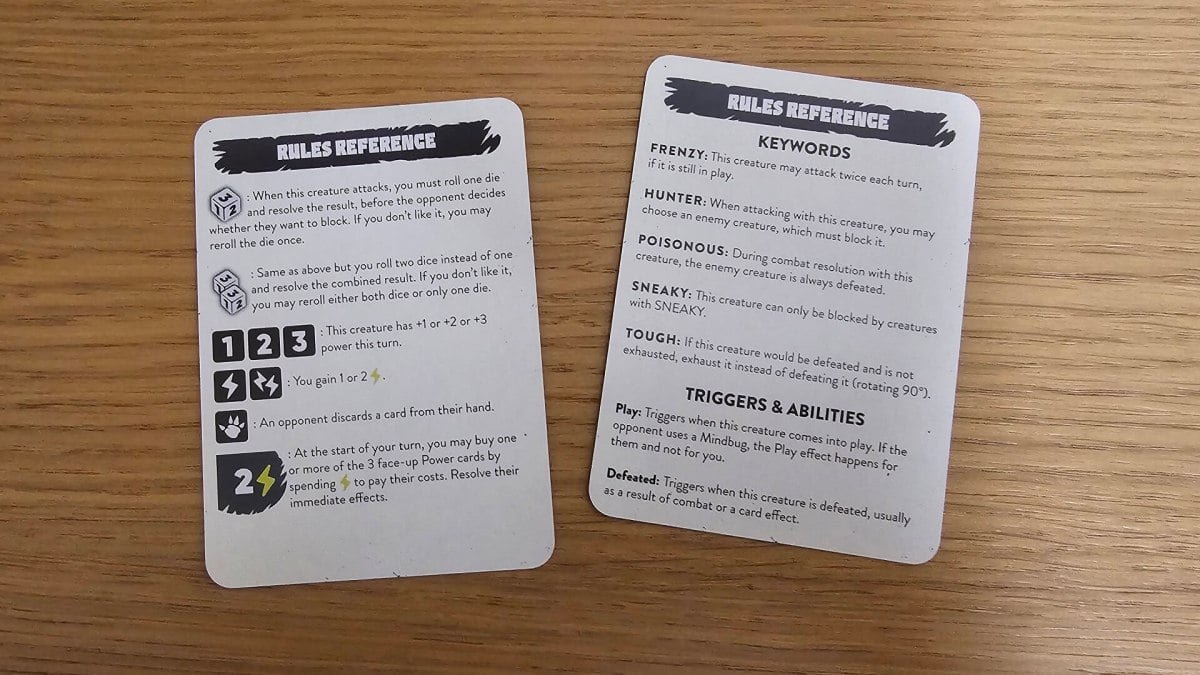 Mindbug x King of Tokyo reference cards.