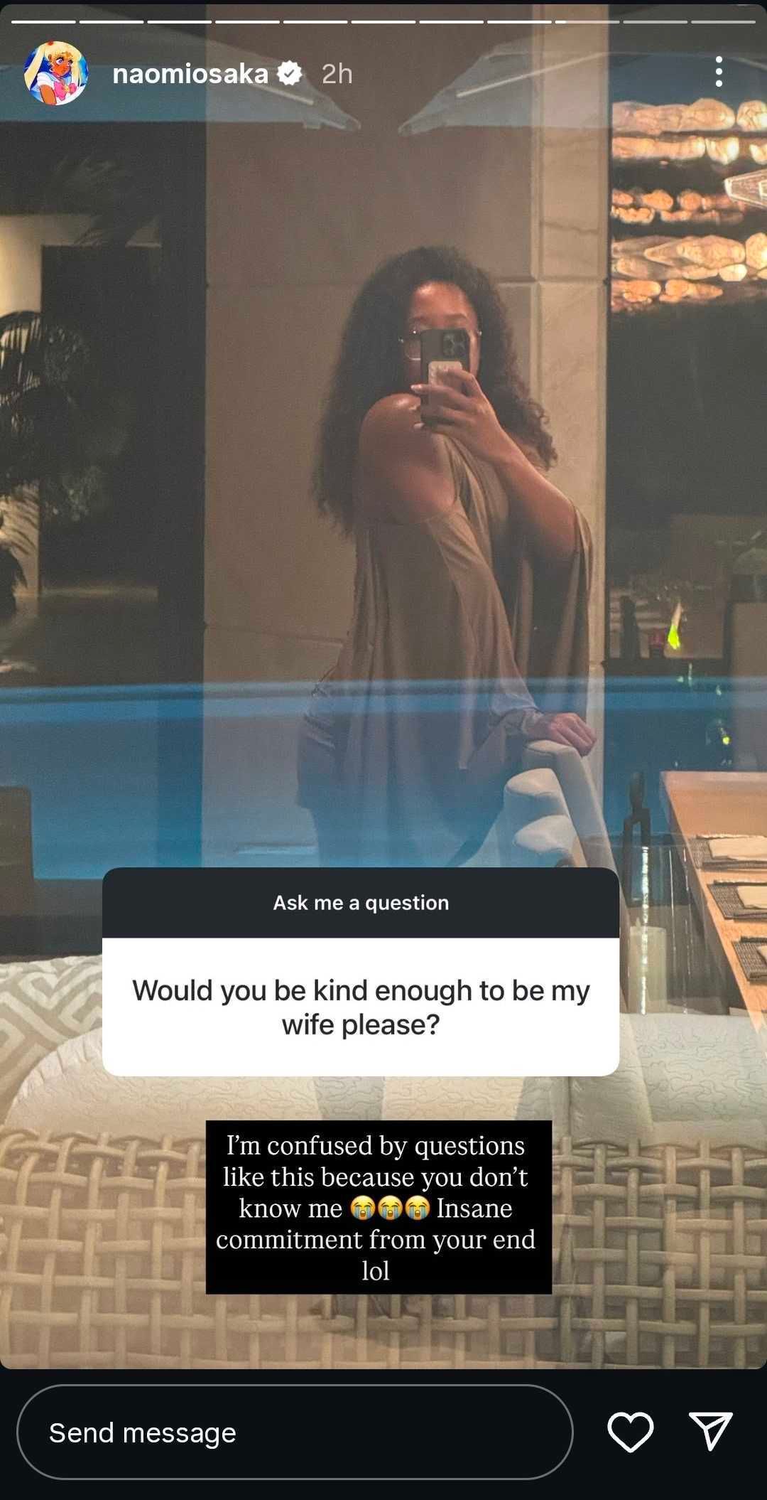 Screen grab of Naomi Osaka's Instagram story