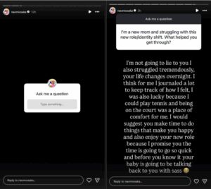 Screenshots of Naomi Osaka’s Instagram stories | Source: IG/naomiosaka