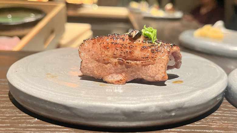 seared Wagyu beef sushi