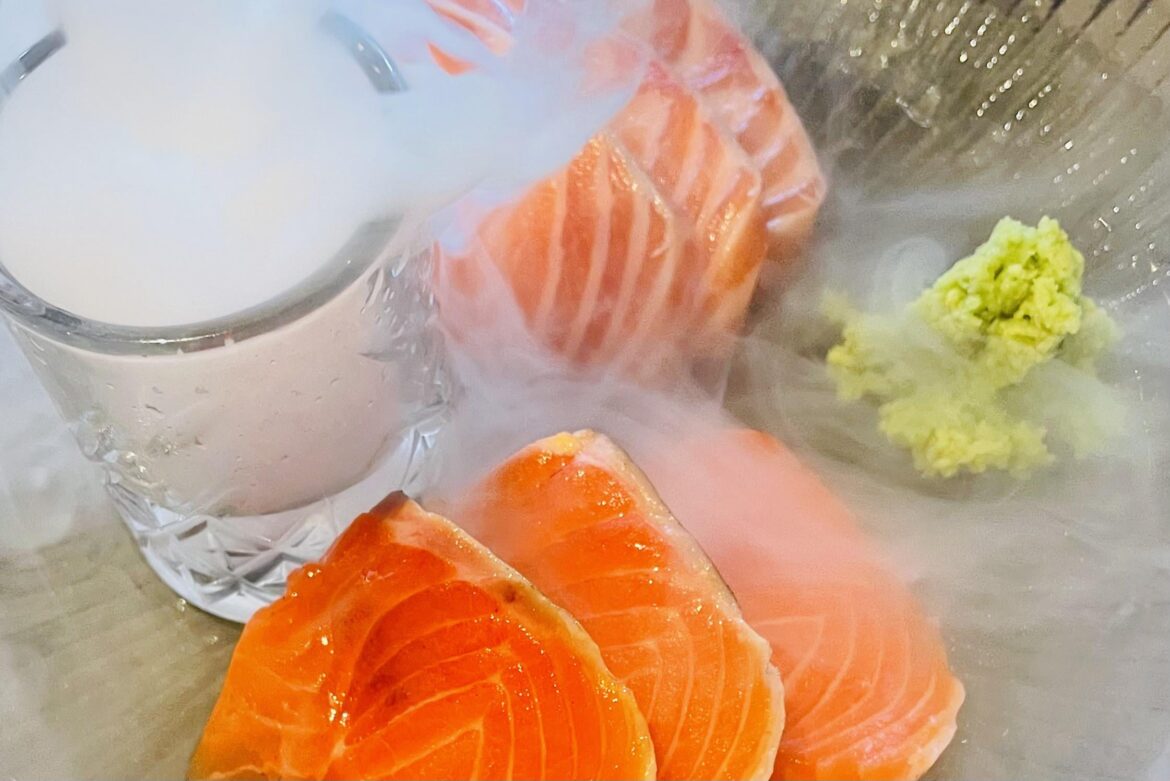 We enjoyed a small plate of sashimi at a local restaurant. It was delicious!