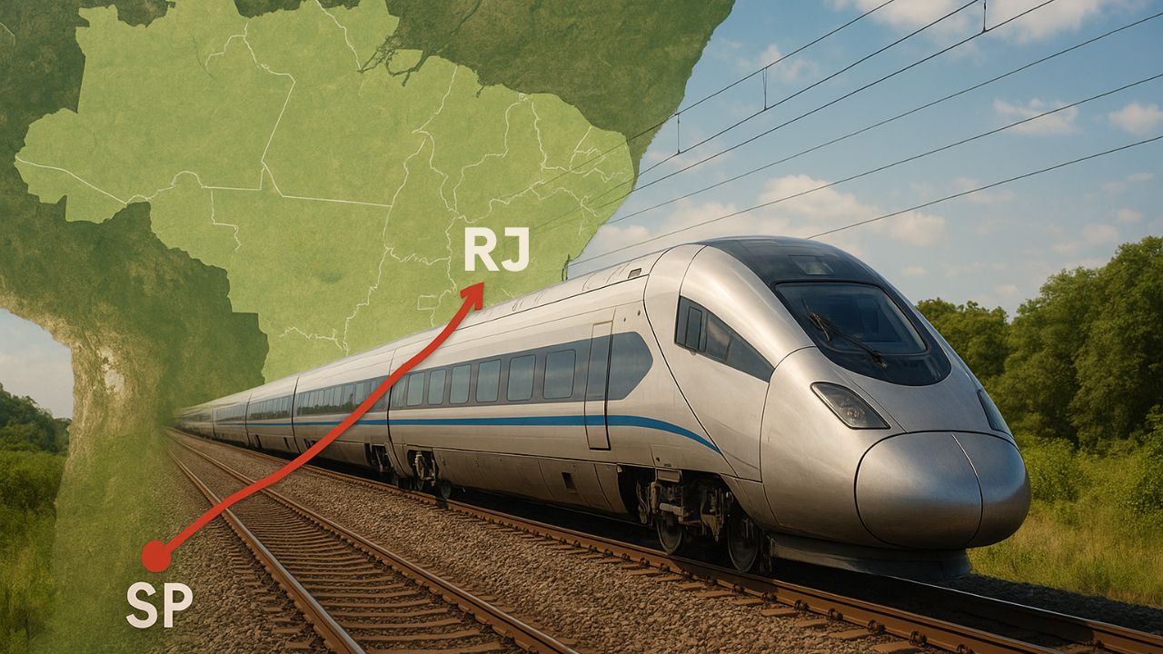 Conheça o projeto do Trem mais rápido da América do Sul, que ligará Rio de Janeiro e São Paulo em 1h30 e deve atender 45 mil pessoas por dia com tecnologia de alta velocidade.