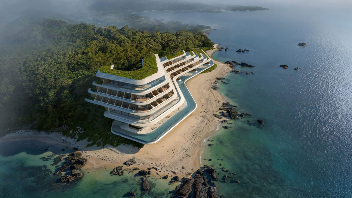 Zaha Hadid Architects designs Okinawa beach retreat for Not A Hotel Vertex Hotel by Zaha Hadid Architects