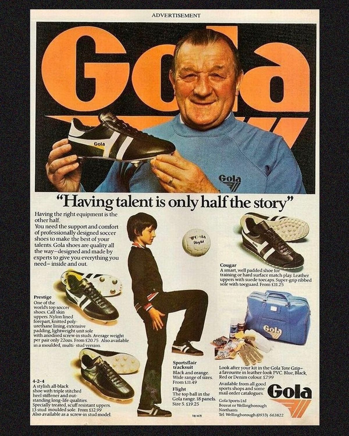 Gola advert featuring Bob Paisley form Liverpool manager