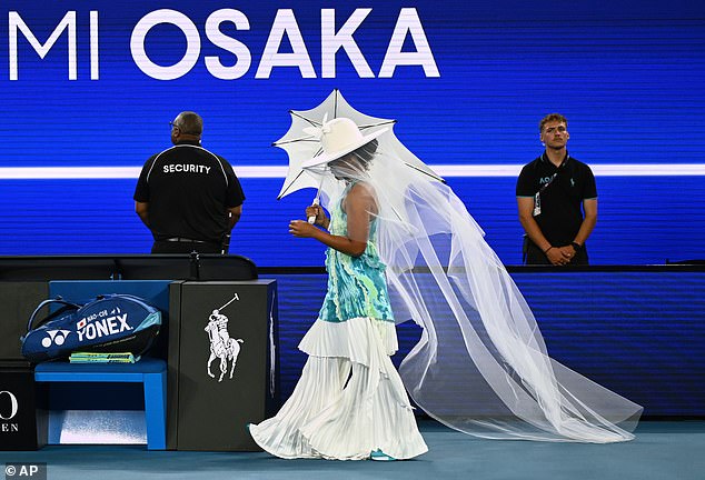 Pictured: Osaka wearing the amazing outfit that divided fans at Melbourne Park