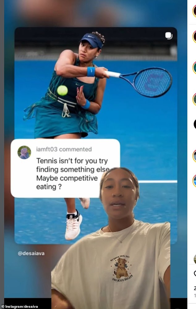 Aiava previously spoke out after she was attacked by trolls during qualifying for the Australian Open