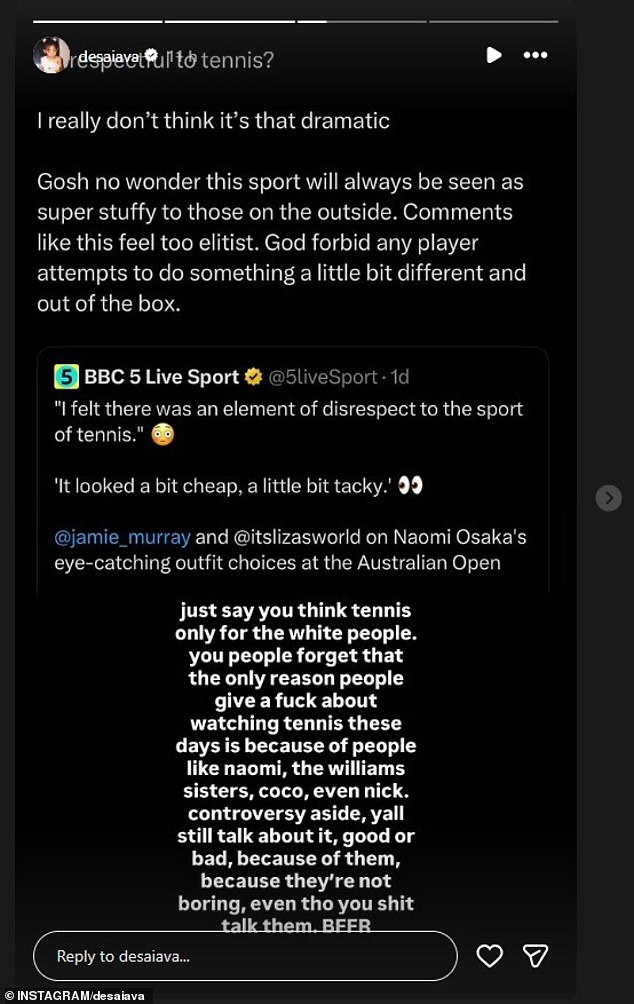 Aiava took exception to comments made by BBC media personalities that were then shared on social media