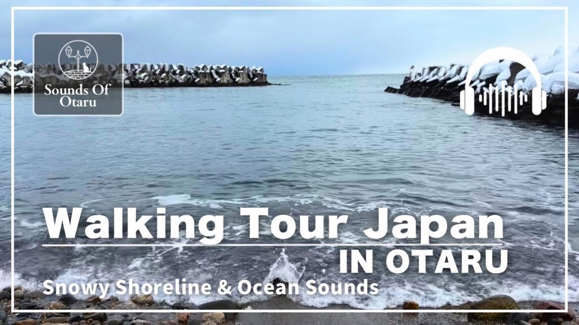 WALKING TOUR JAPAN IN OTARU | Snowy Shoreline & Ocean Sounds