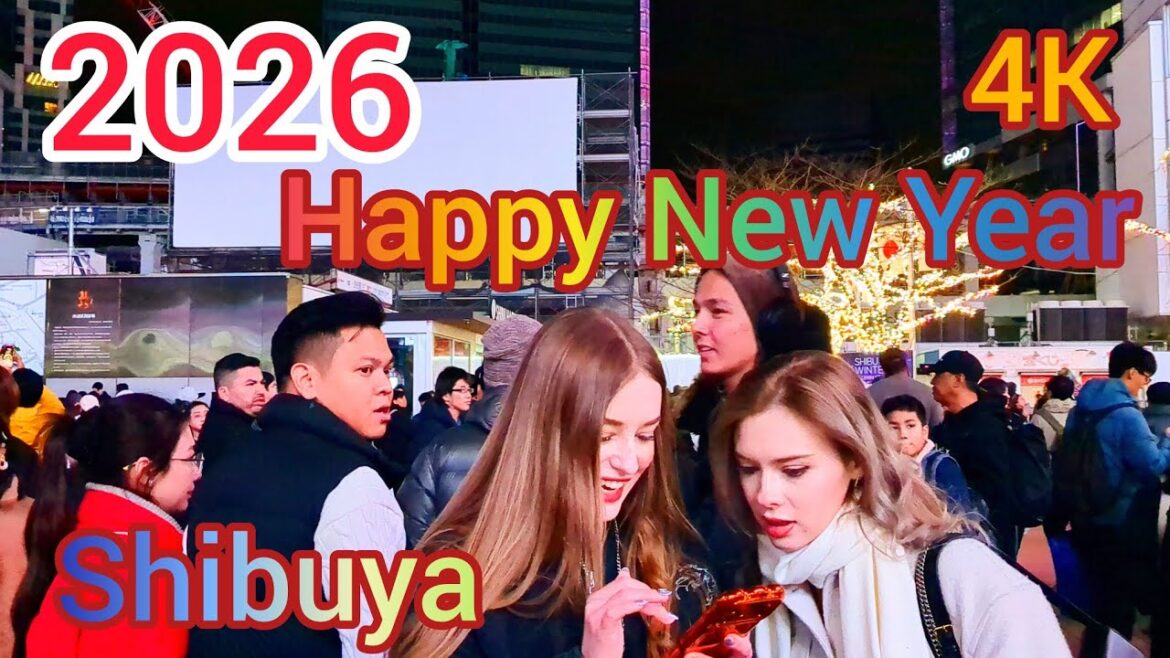 Happy New Year 2026 Festival in Shibuya at night. Tokyo, Japan. Happy New Year 2026 Festival in Shibuya at night. Tokyo, Japan.
