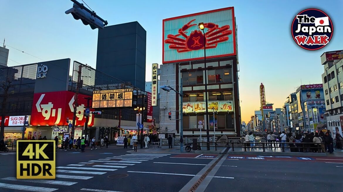 Dotonbori Osaka: Winter Sunset to Neon Night Walk | Walking Tour | 4K HDR