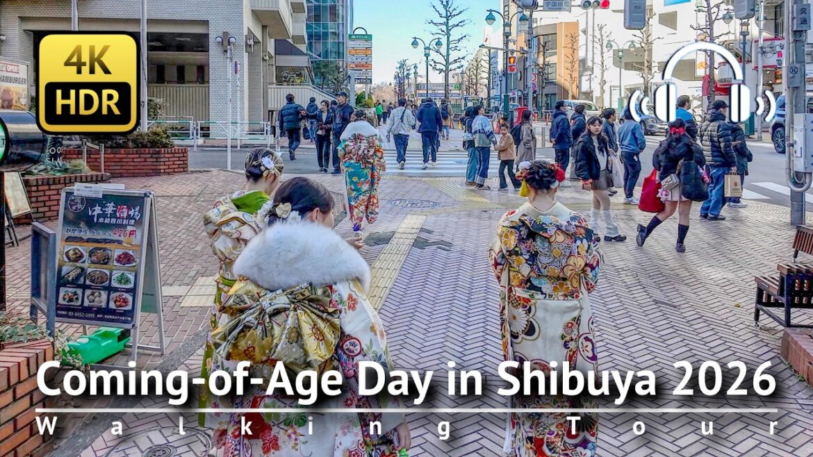 Coming-of-Age Day in Shibuya 2026 Walking Tour [4K/HDR/Binaural]