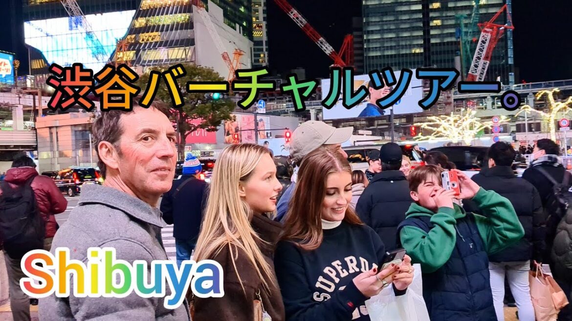 Winter Night Street Walking Tour in Shibuya. #shibuyacrossing Tokyo, Japan.