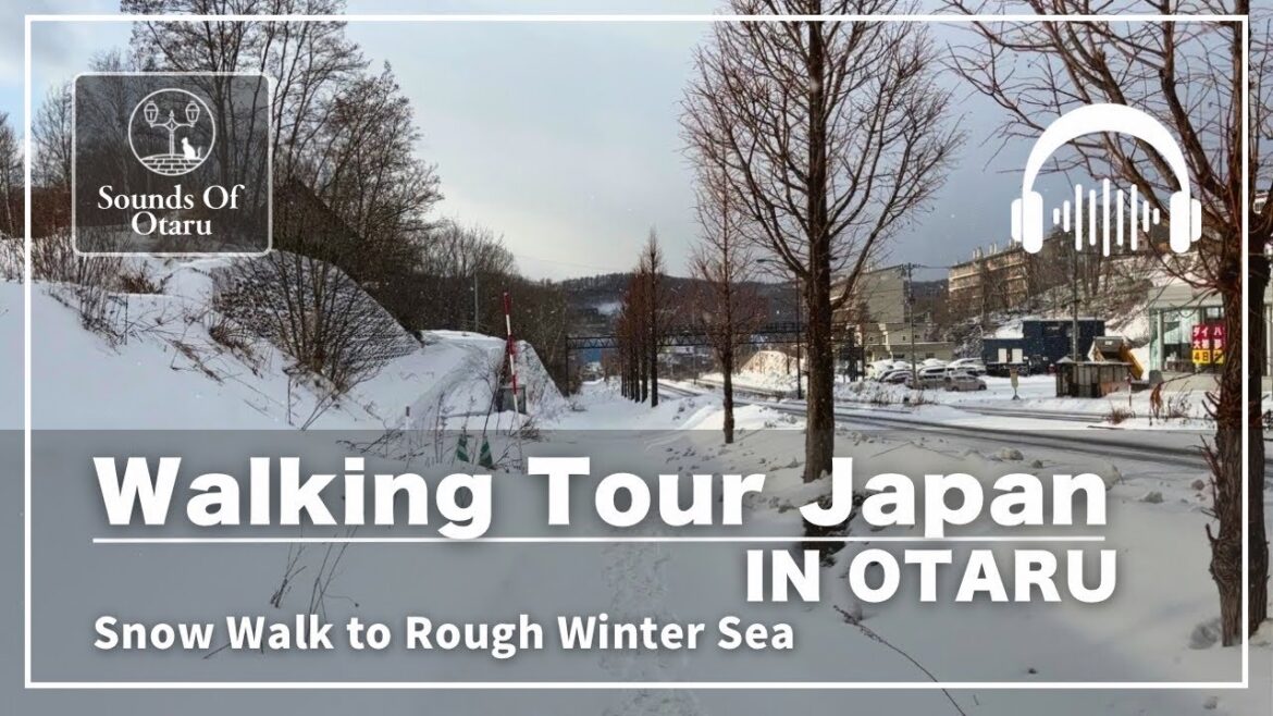 WALKING TOUR JAPAN IN OTARU | Snow Walk to Rough Winter Sea