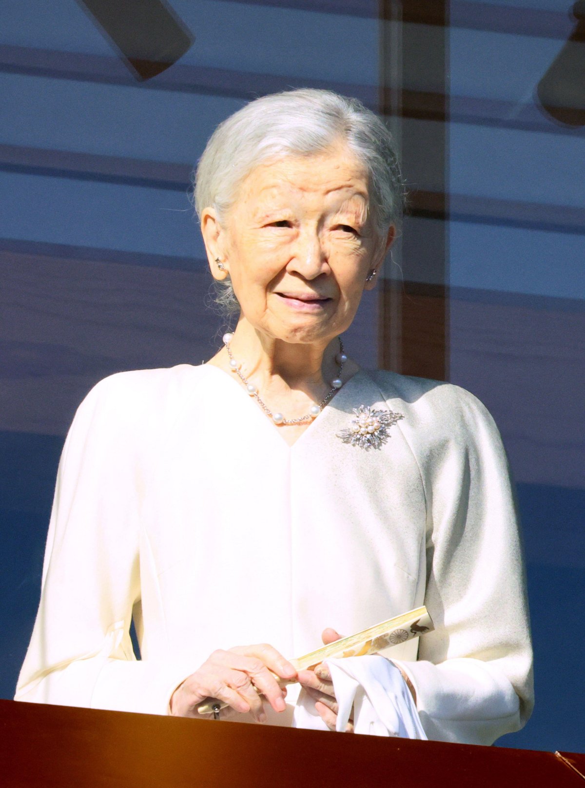 The Empress Emerita of Japan appears on the balcony of the Imperial Palace in Tokyo on January 2, 2026 (Yoshio Tsunoda/AFLO/Alamy)