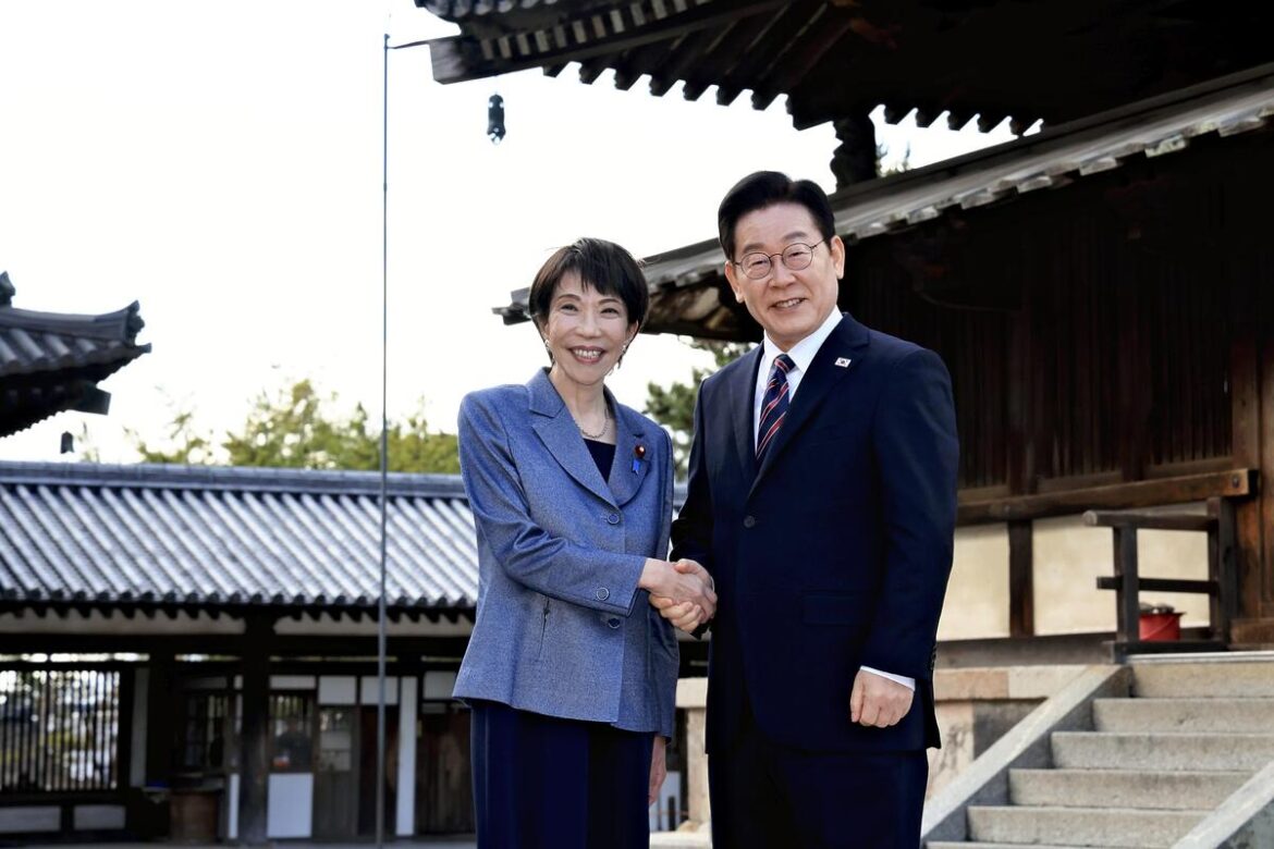 Japan PM Takaichi, South Korean President Lee Visit Horyuji Temple in Nara Pref.