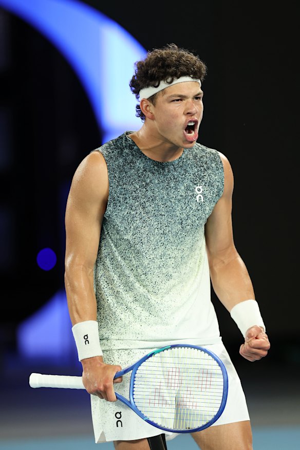 Ben Shelton wearing his On kit at the Australian Open.