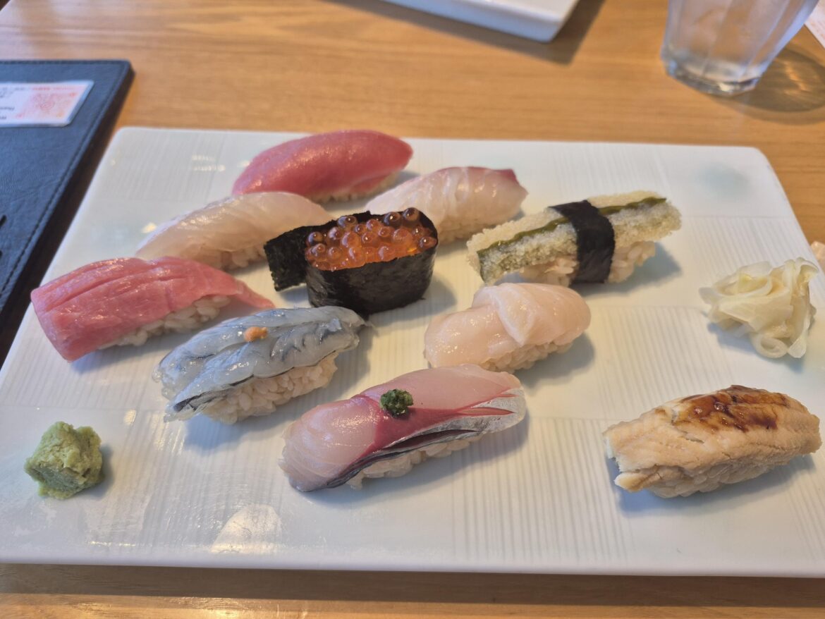 Layover sushi at Narita Airport, Tokyo, Japan.