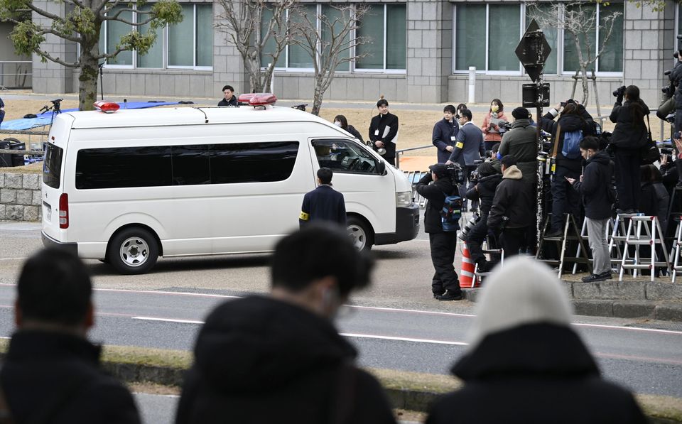 A vehicle carrying Tetsuya Yamagami (Yu Nakajima/Kyodo News via AP)