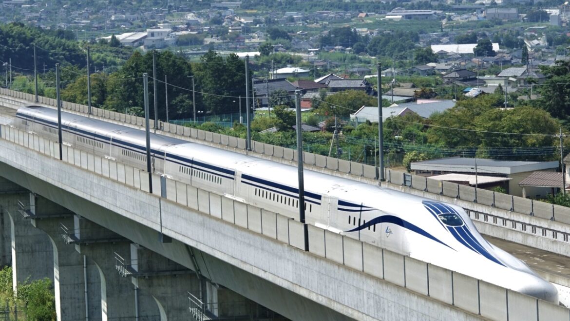 Japan’s maglev train is set to reach 603 km/h and change rail travel parallax background
